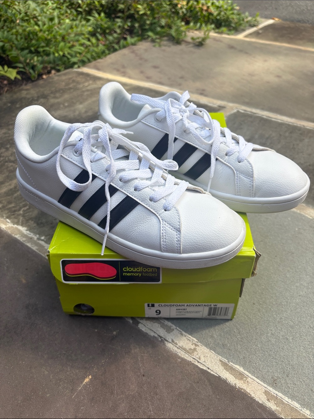 adidas Women’s White Sneakers with Black Stripes